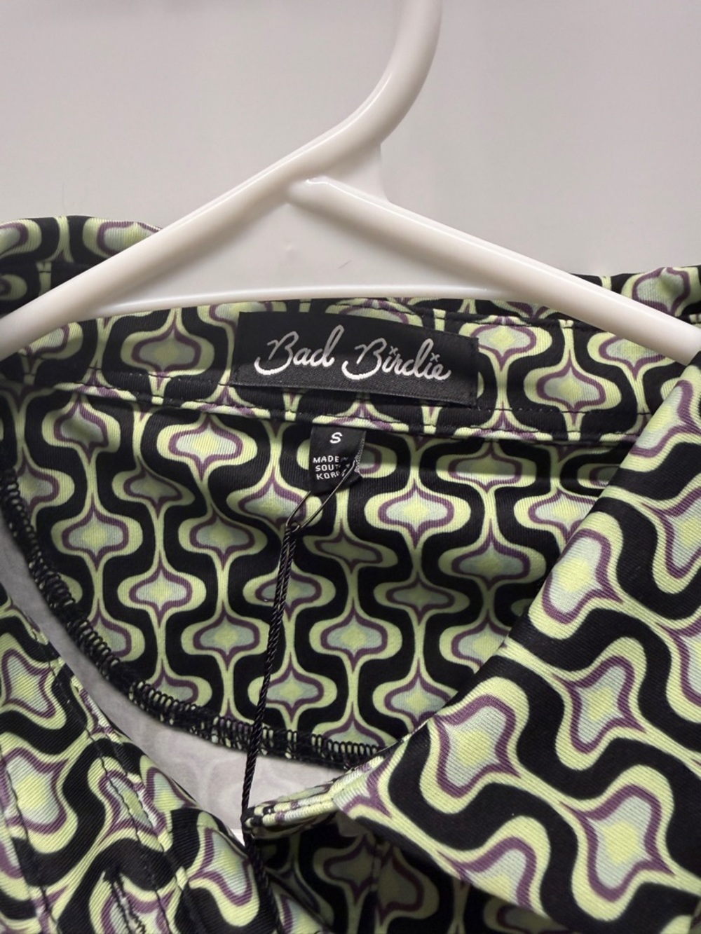 Bad Birdie sleeveless collared top featuring a geometric pattern small nwt - Picture 2 of 6